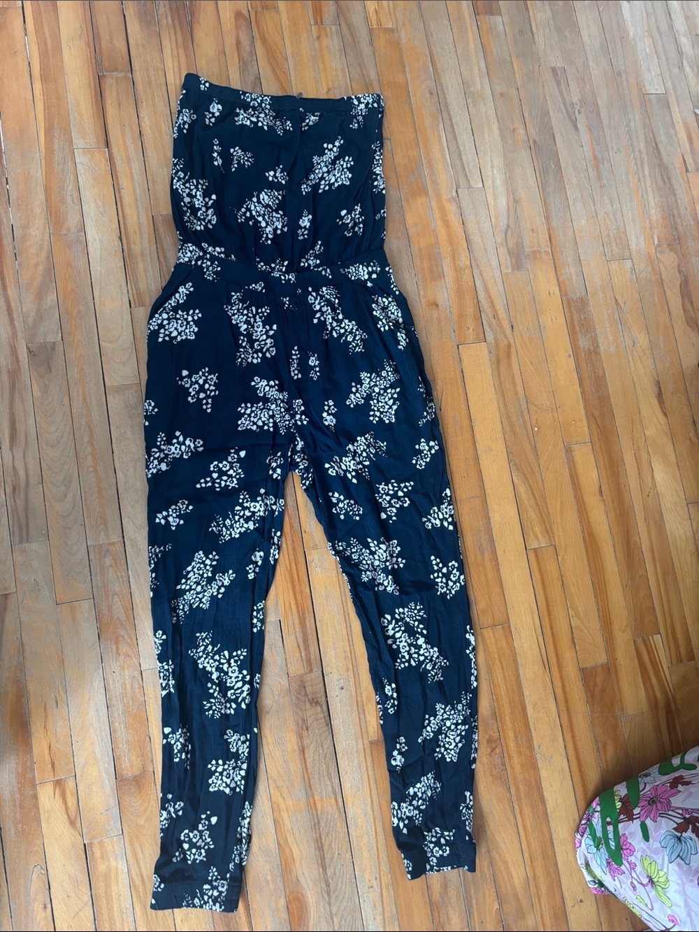 Harlow Navy and White Strapless Floral Jumpsuit